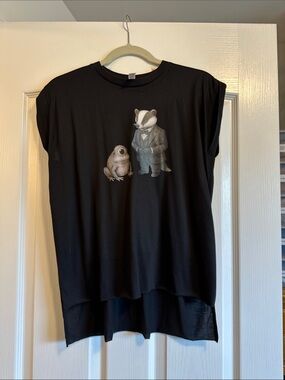 Bella Canvas Black Graphic Sleeveless Tee with Badger and Frog